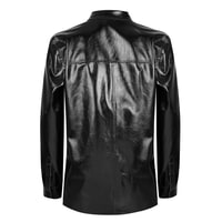 Ayzaria Siyah Kadın Rugan Deri Gömlek