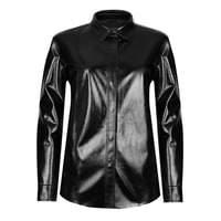 Ayzaria Siyah Kadın Rugan Deri Gömlek