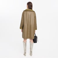 Azia Haki Kadın Çift Taraflı Deri Trençkot