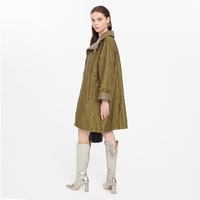 Azia Haki Kadın Çift Taraflı Deri Trençkot