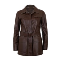 Beatricia Kahve Kadın Deri Safari Ceket