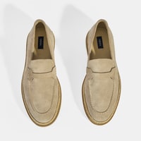 Bej Erkek Örgü Detaylı Süet Loafer