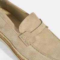 Bej Erkek Örgü Detaylı Süet Loafer