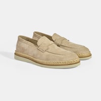 Bej Erkek Örgü Detaylı Süet Loafer