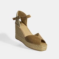 Bej Kadın Toka Detaylı Dolgu Topuklu Süet Espadril 