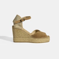 Bej Kadın Toka Detaylı Dolgu Topuklu Süet Espadril 