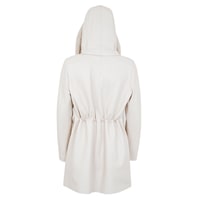 Biana Krem Kadın Kapüşonlu Deri Kaban