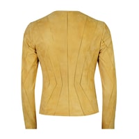 Bienna Sarı Kadın Panelli Süet Deri Ceket