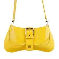 Blatt Sarı Kadın Kroko Baskılı Deri Omuz Çantası