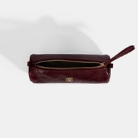 Bordo Deri Kalemlik/Tıraş/Makyaj Çantası