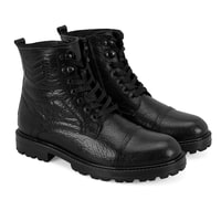 Bradyn Siyah Erkek Fermuarlı Deri Bot