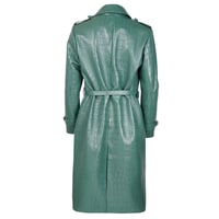 Briona Yeşil Kadın Kroko Baskılı Deri Trençkot