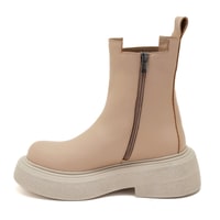 Brissa Krem Kadın Yandan Lastikli Deri Chelsea Bot