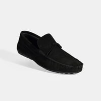 Calandra Siyah Erkek Bağcık Detaylı Slip-On Süet Loafer