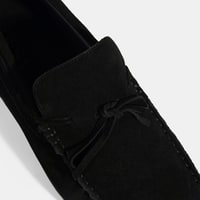 Calandra Siyah Erkek Bağcık Detaylı Slip-On Süet Loafer