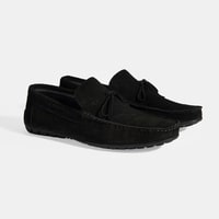 Calandra Siyah Erkek Bağcık Detaylı Slip-On Süet Loafer