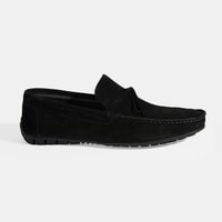 Calandra Siyah Erkek Bağcık Detaylı Slip-On Süet Loafer
