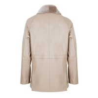 Caralynn Bej Kadın Kürk Yakalı Deri Mont