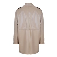 Carlynda Bej Kadın Deri Oversize Pardösü