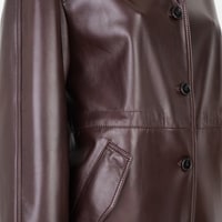 Carlynda Kahve Kadın Deri Pardösü