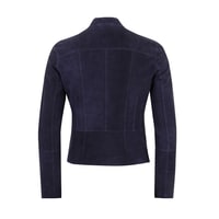 Chantoya Lacivert Kadın Biker Süet Deri Ceket