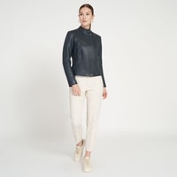 Destiny Lacivert Kadın Deri Ceket