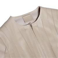 Deundria Bej Kadın Fit Panelli Deri Ceket