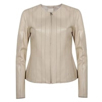 Deundria Bej Kadın Fit Panelli Deri Ceket