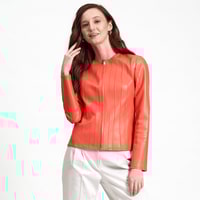 Deundria Kadın Fit Panelli Deri Ceket