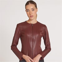 Deundria Kadın Fit Panelli Deri Ceket