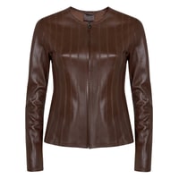 Deundria Kadın Fit Panelli Deri Ceket