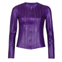 Deundria Mor Kadın Fit Panelli Deri Ceket