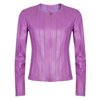 Deundria Mor Kadın Fit Panelli Deri Ceket