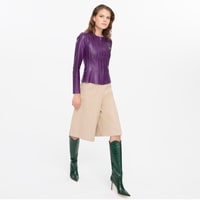 Deundria Mor Kadın Fit Panelli Deri Ceket