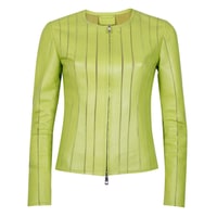 Deundria Yeşil Kadın Fit Panelli Deri Ceket