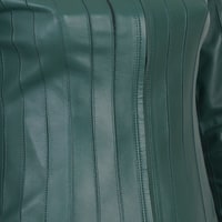 Deundria Yeşil Kadın Fit Panelli Deri Ceket