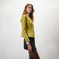 Deundria Yeşil Kadın Panelli Fit Süet Ceket