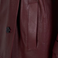 Dimitrina Bordo Kadın Deri Trençkot