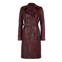 Dimitrina Bordo Kadın Deri Trençkot