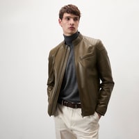 Dugan Yeşil Erkek Deri Mont