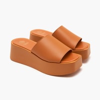 Edna Turuncu Kadın Deri Terlik