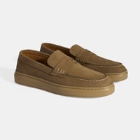Erkek Bej Slip-On Nubuk Deri Loafer