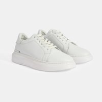 Erkek Beyaz Bağcıklı Deri Günlük Ayakkabı