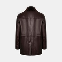 Erkek Beyaz Gömlek Yakalı Deri Kaban