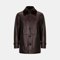 Erkek Beyaz Gömlek Yakalı Deri Kaban