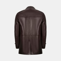 Erkek Beyaz Gömlek Yakalı Deri Kaban