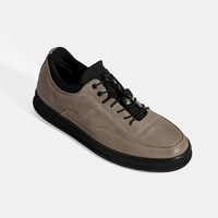 Erkek Gri Bağcıklı Nubuk Deri Günlük Ayakkabı