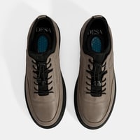 Erkek Gri Bağcıklı Nubuk Deri Günlük Ayakkabı