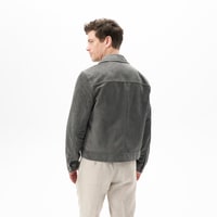 Erkek Gri Gömlek Yaka Süet Ceket