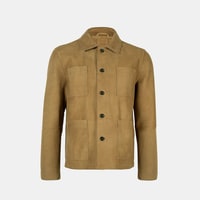 Erkek Hardal Gömlek Yaka Nubuk Ceket